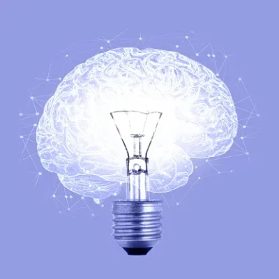 lightbulb brain abstract idea and thinking for creative innovation strategy and solution with